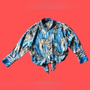 Zara size L, blue/black/white blouse